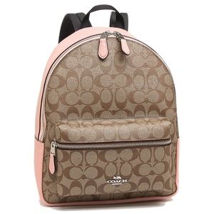 COACH Signature Medium Charlie Backpack Purse F32200 WHITE LIGHT KHAKI CHALK